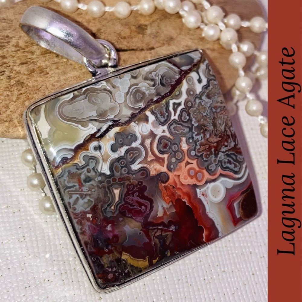 Sublime Laguna Lace Agate Gemstone Handmade Pendant